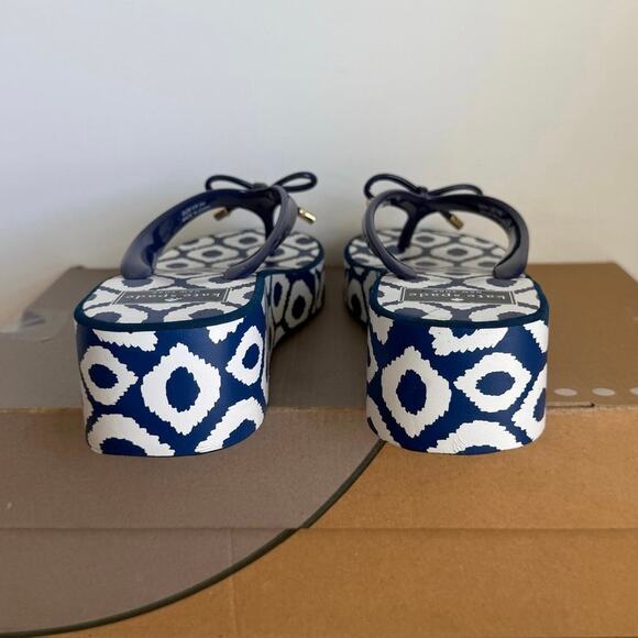 Kate Spade Platform Navy/White Women Flip Flops Sandals - SZ 8 - Picture 9 of 14